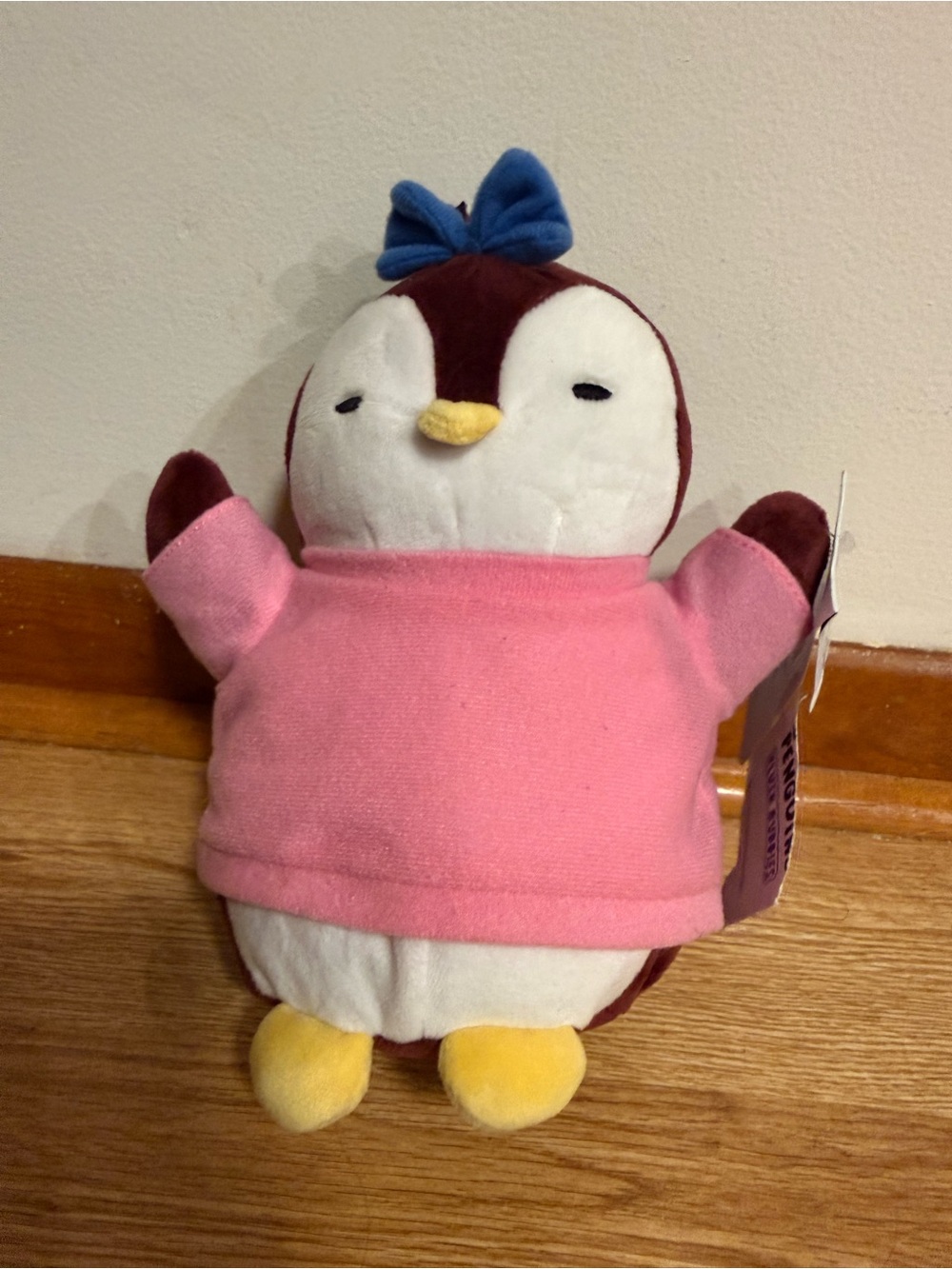 Pudgy Penguins Pink Sweater Blue Bow Plush Buddy Stuffed Animal **NO Certificate